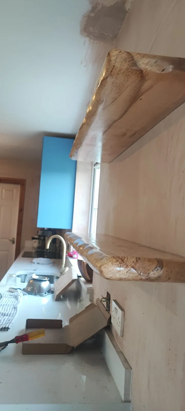 Timber stud wall framing in progress on a renovation project in Co. Louth by Setanta Woodcraft